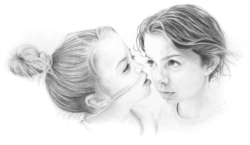 pencil portrait sisters 2